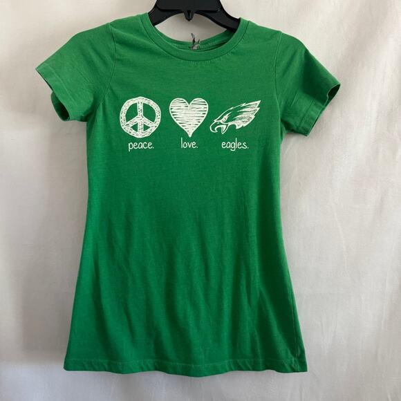 PEACE LOVE EAGLES T-Shirt Women's Small - Picture 1 of 3